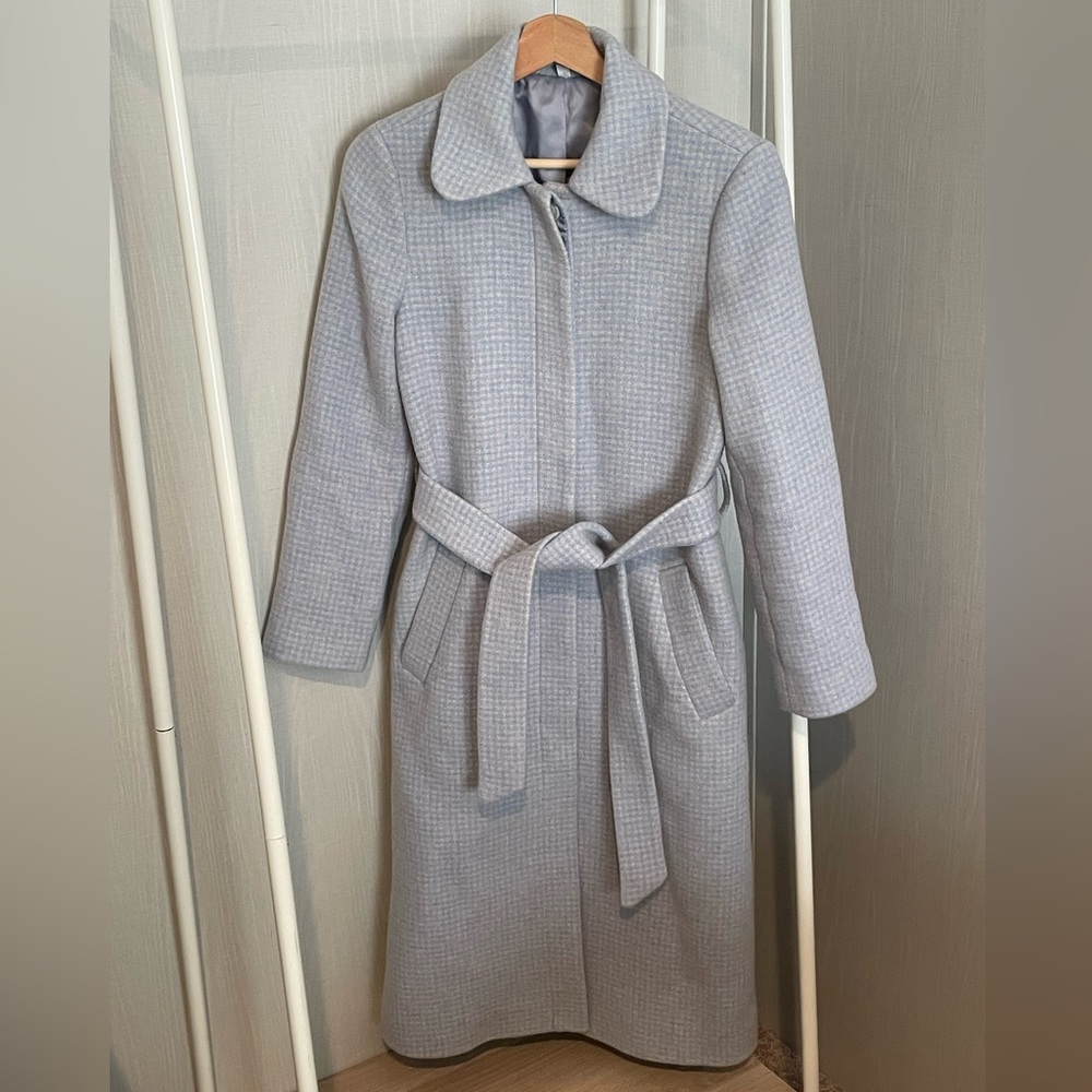 & Other Stories Light Gray and Blue Houndstooth Coat